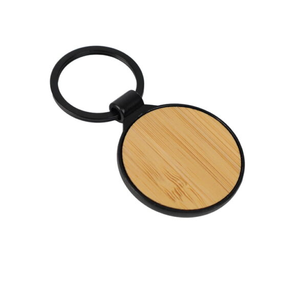 Trinket - Round Bamboo+Metal Keychain - Image 4